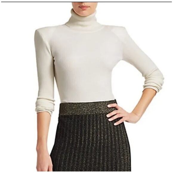 A.L.C. Addison Ribbed Wool Blend Cream turtleneck - L - Picture 1 of 6